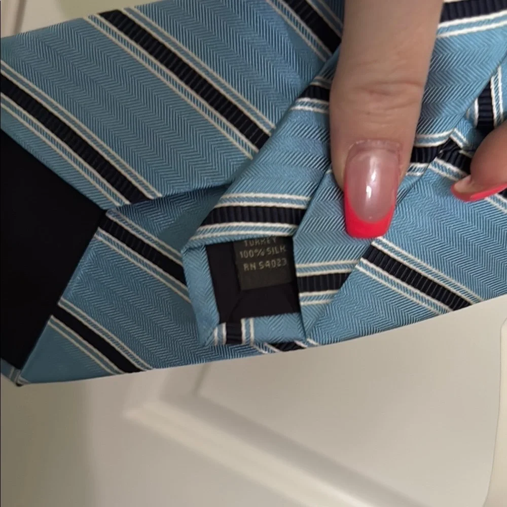 Banana Republic Blue and Black Striped Silk Tie